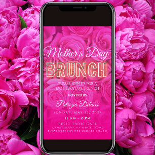 Dia de as mães Neon Pink Rose Convite