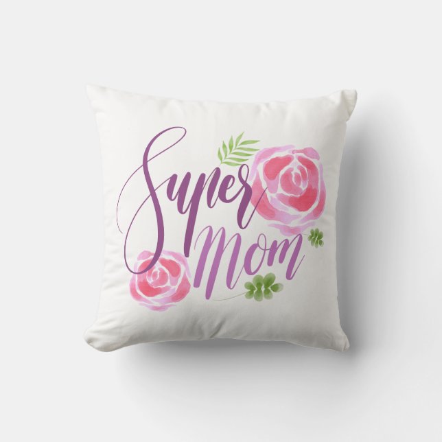 Dia de as mães Super Mãe | Almofadas Throw (Frente)