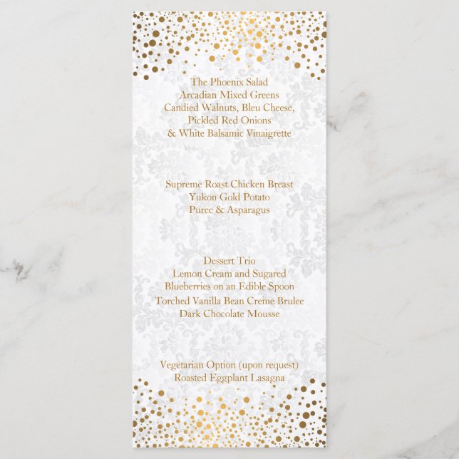 Dia de Casamento Pontos Dourados na Moda - Menu (Frente)