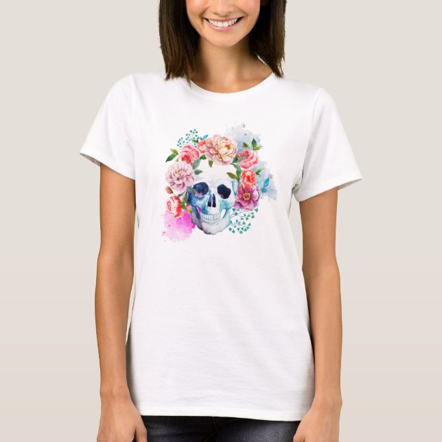 Dia de los Muertos Camisa de Maternidade Floral (Frente)