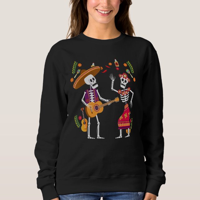 Dia De Los Muertos Camisa Men Mulheres Dançando Aç (Frente)
