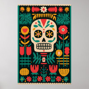Dia de los Muertos Impressão de Crânio de Açúcar A