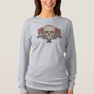 Dia de los Muertos Skull e Guns   Camisa Capa