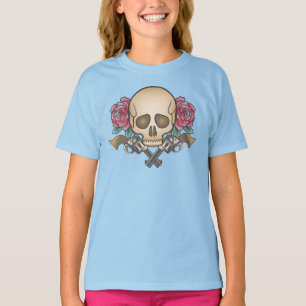 Dia de los Muertos Skull e Guns   Camisa Capa