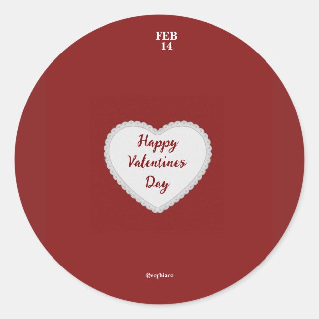 Dia de os namorados autocolante - Sophiaco (Frente)