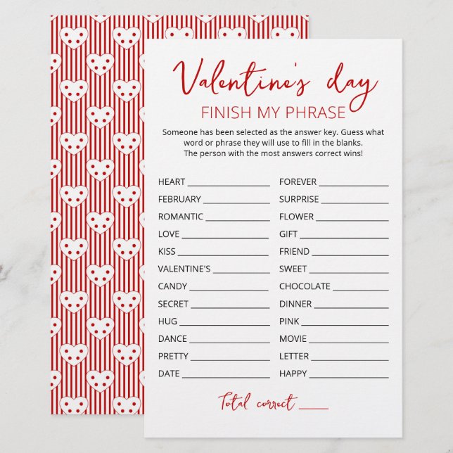 Dia de os namorados Concluir minha frase Jogo edit (Frente/Verso)