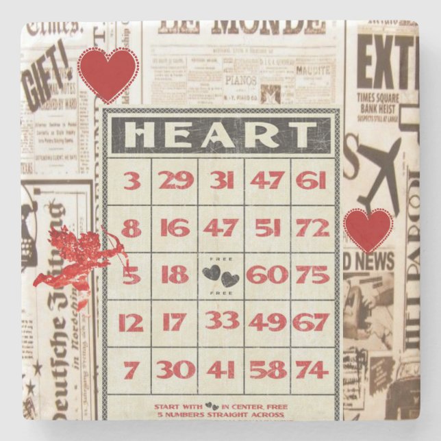 Dia de os namorados de Porta copos de pedra mármor (Frente)