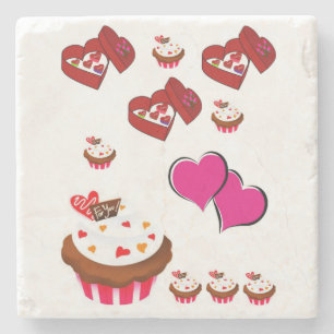 Dia de os namorados de Porta copos de pedra mármor