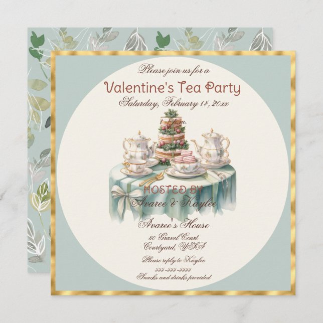 Dia de os namorados Tea Party (Frente/Verso)