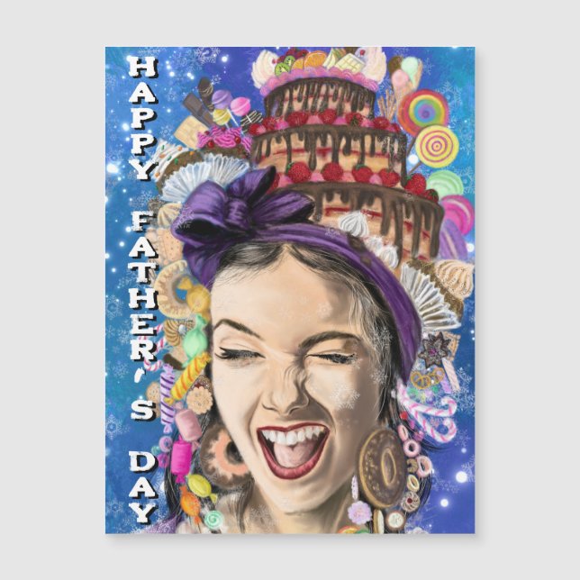 Dia de os pais Card Magnet com feliz mulher - Engr (Frente)