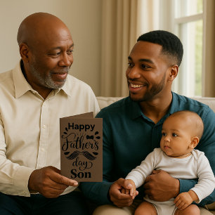 Dia de os pais Feliz Filho Castanho e Cartão Negro
