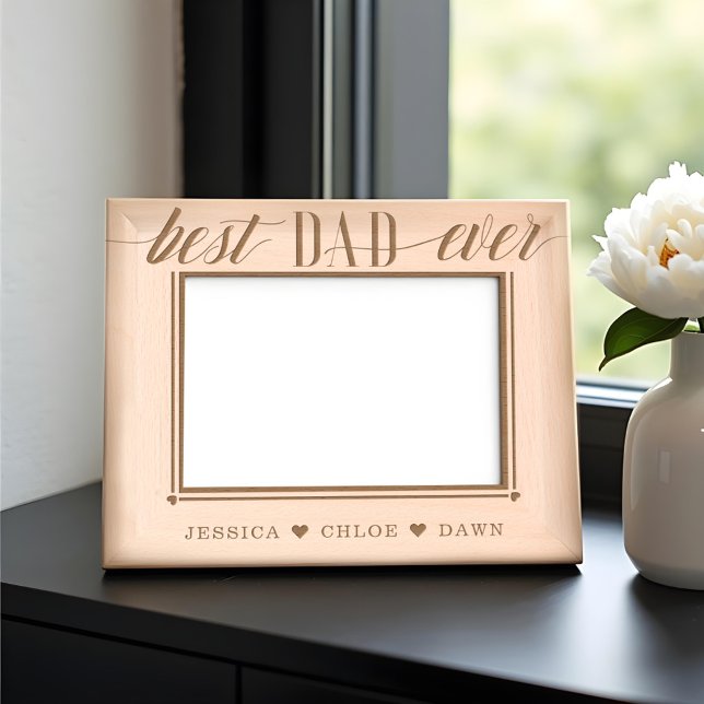 Dia de os pais mínimo moderno de melhor Pai jamais (Minimal Modern Best Dad Ever Script Father's Day Etched Frames)