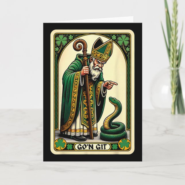 Dia de São Patrício Cartão Tarot Go'n Git Engraçad (Frente)