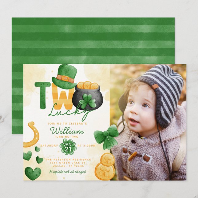 Dia de São Patrício Dois Convite Para segundo aniv (Frente/Verso)
