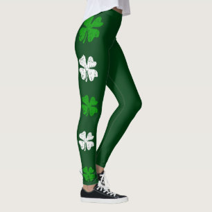Dia de São Patrício verde que legging com trevos