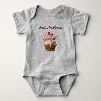 Dia de Sorvete Personalizado para Bebê Camiseta Ci