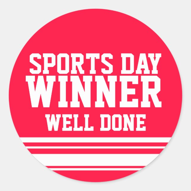 Dia desportivo Vencedor bem feito autocolante verm (Frente)