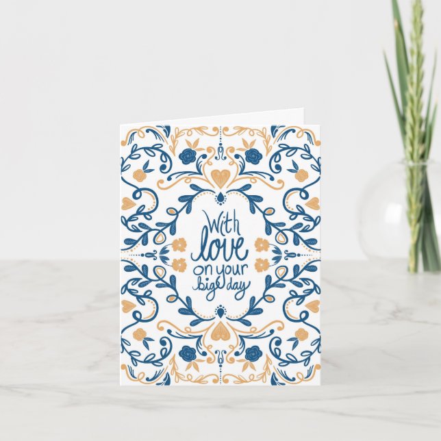 Dia do Casamento Com Amor, Cartão de Arte Popular, (Frente)