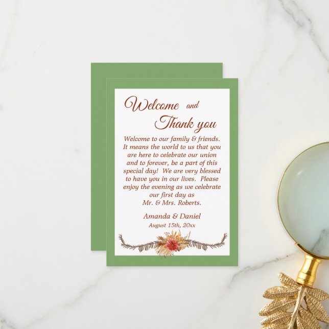 Dia do Casamento Obrigado Cartões (Frente/Verso In Situ)