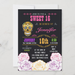 Dia do doce 16 do convite inoperante do crânio do