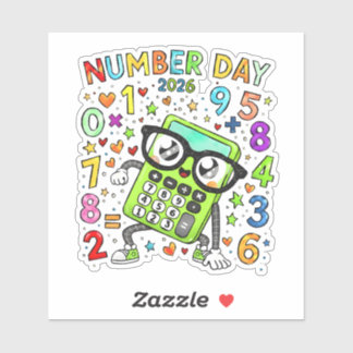Dia do Número 2026 Adesivo de Matemática Fofo para