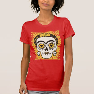 Dia dos Mortos Frida Kahlo Sugar Skull T-Shirt