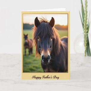 Dia dos Pais Cavalo Dourado Cartão