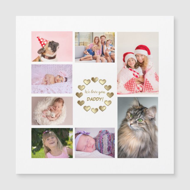 Dia dos Pais da Colagem de Fotos da Família Dourad (Frente)