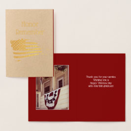 Dia dos Veteranos Obrigado Cartão de Folha de Ouro