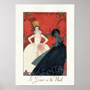 Dia e noite no poster do art deco de Paris