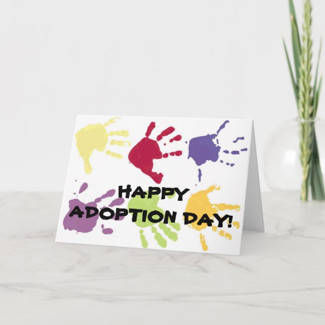 DIA FELIZ DA ADOPÇÃO! cartão das mãos das crianças (Frente)