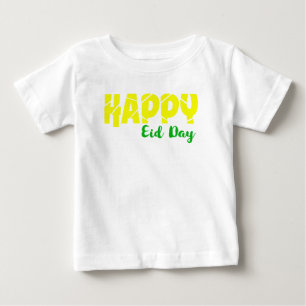 Dia feliz de Eid - t-shirt fino do jérsei do beb