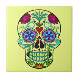 Dia Mexicano do Azulejo cerâmico do crânio morto 4