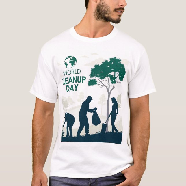 Dia Mundial da Limpeza - Camisa T de Ação Ecológic (Frente)