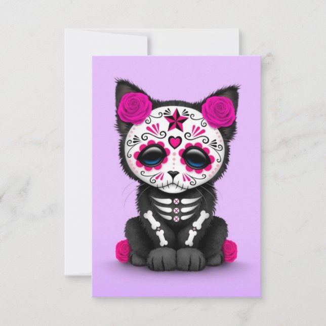 Dia Rosa Bonito do Gato Gatinho Morto, roxo (Frente)