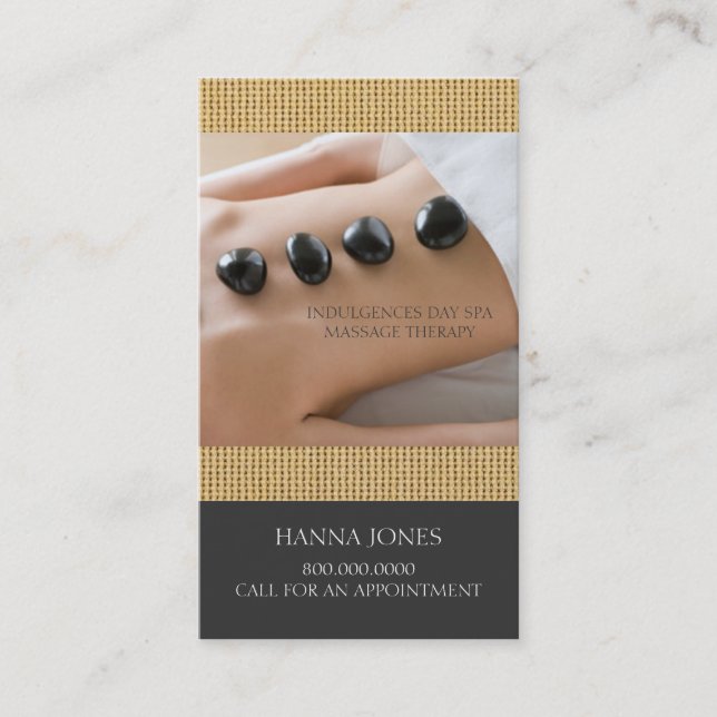 Dia Spa | Cartão de visita de terapia de massagem (Frente)