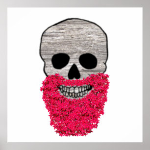 Dia vermelho da barba da flor do poster inoperante