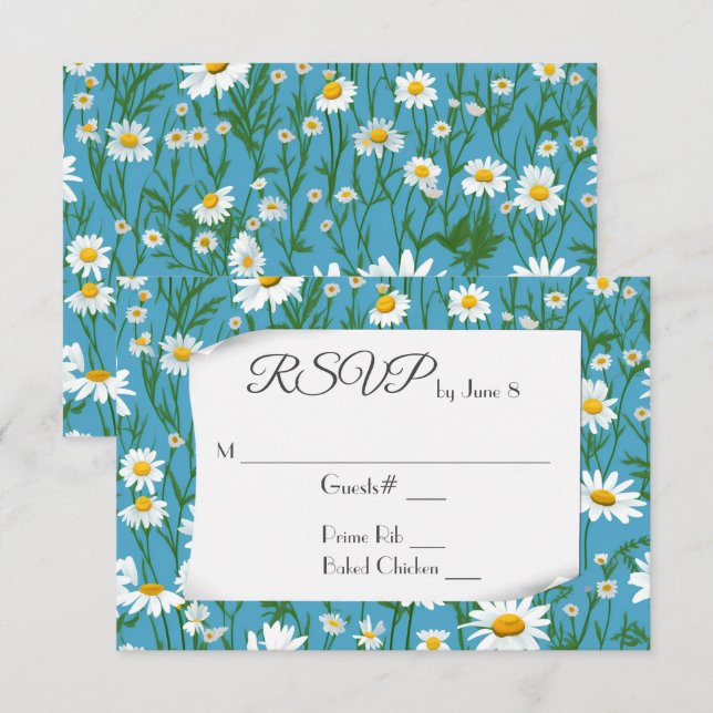 Díadas de Verão Brancas para RSVP de Casamento (Frente/Verso)