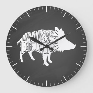 Diagrama de carne corta relógio porco selvagem