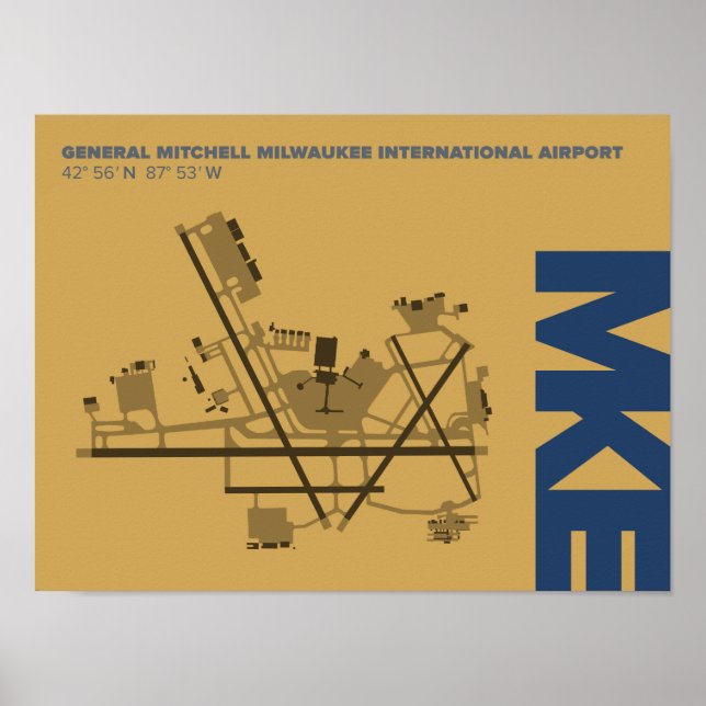 Diagrama Poster do Aeroporto de Milwaukee (MKE) (Frente)
