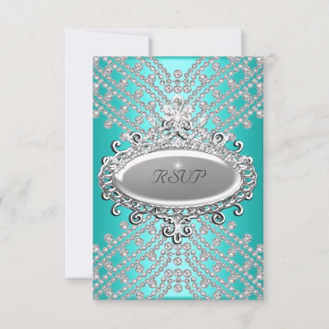 Diamante Branco Azul Azul-Azul de Teal Resposta do (Frente)