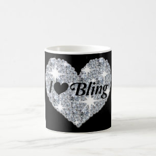 Diamante de faísca Faux Eu adoro a caneca de desig