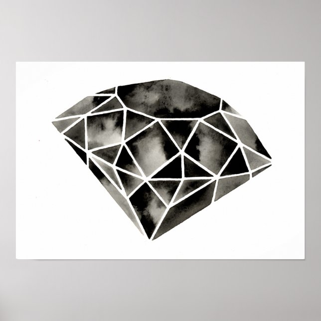 Diamante Geométrico. Impressão original. Preto e B (Frente)
