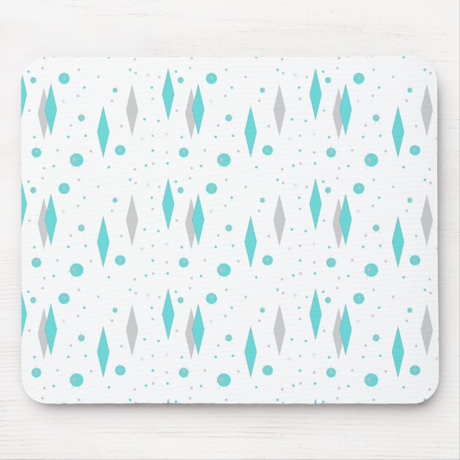Diamante retro de turquesa & Starburst Mousepad (Frente)