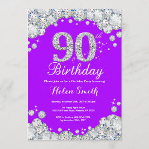 diamante roxo e de prata do convite do aniversári