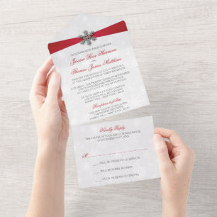 Diamante Snowflake e Casamento no inverno Red Ribb