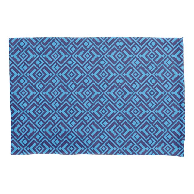 Diamantes Interligados: Padrão Geométrico Azul Esc (Frente-Esquerda)