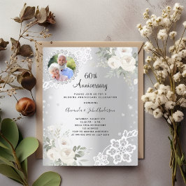 Diamantes prateados florais 60. convite para o cas