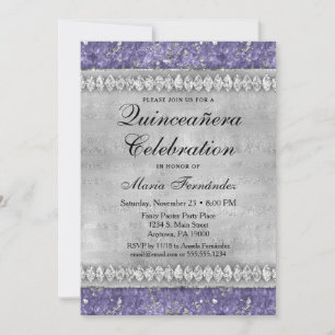 Diamantes Puros Quinceañera Convite Glam Prata