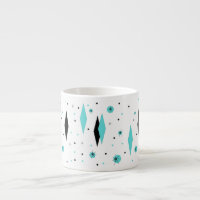 Diamantes retros de turquesa & caneca do café de